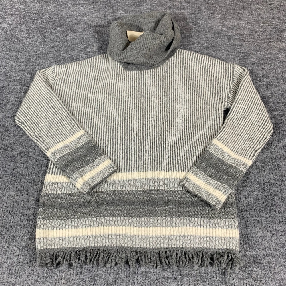 Mystree Sweater Womens Small Gray Cowl Neck Oversized Pullover Striped Loose $85